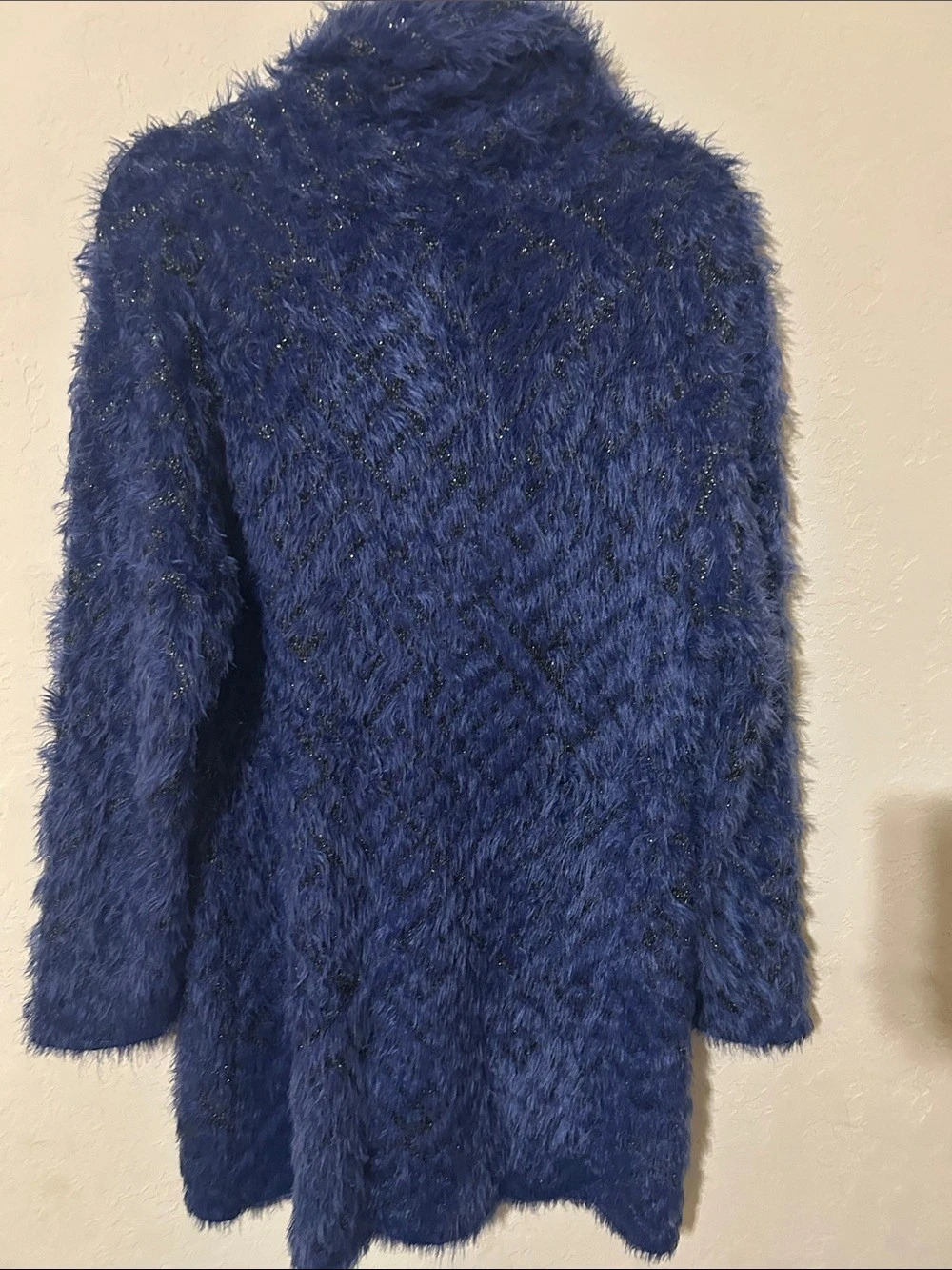 ETHYL Blue Fuzzy Button-Front Coat - Picture 2 of 6